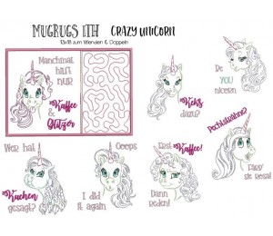 Stickserie ITH - Crazy Unicorn Mug Rugs 2